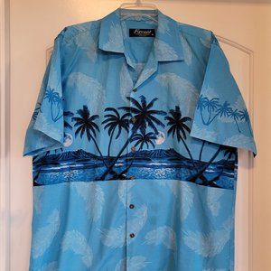FAVANT Men's Hawaiian Shirt Loose Fit Blue and Black Size XL